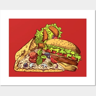 fast food hand drawn Posters and Art